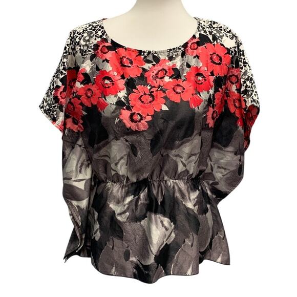 IZ Byer Womens Medium Batwing Sleeve Floral Lightweight Polyester Blouse - Picture 1 of 6
